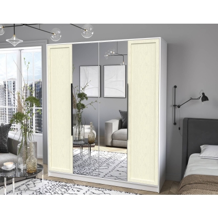 Шкаф распашной Тренд КТ-Ш4 (з) (Белый платинум ЛДСП/ Дуб снежный ЛМДФ) Ш1800 В2128 Г547